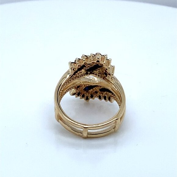 14K Yellow Gold Diamond and Blue Sapphire Ring Insert - Picture 4 of 4